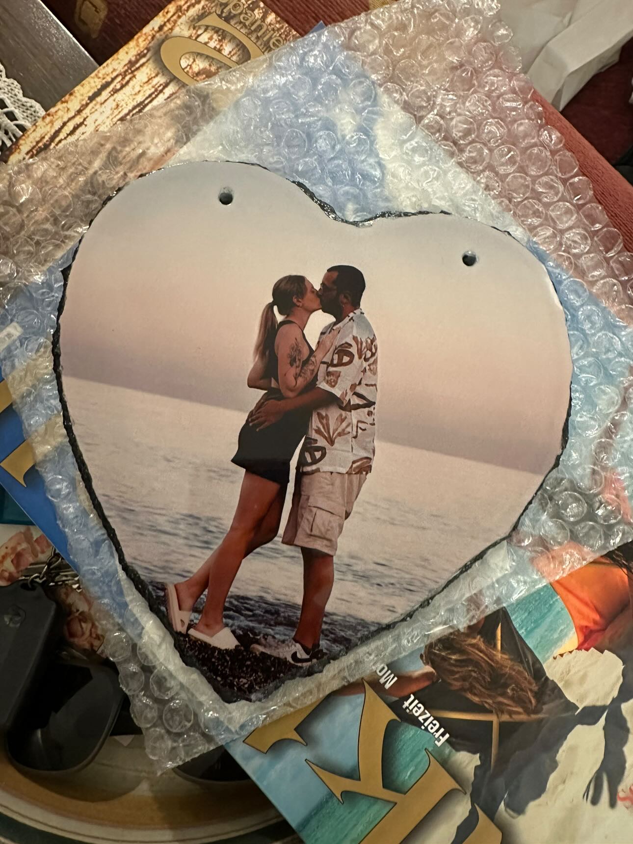 Portafoto de Piedra de Pizarra Corazón